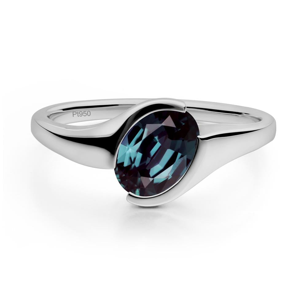 Oval Cut Alexandrite Solitaire Bypass Ring - LUO Jewelry #metal_platinum