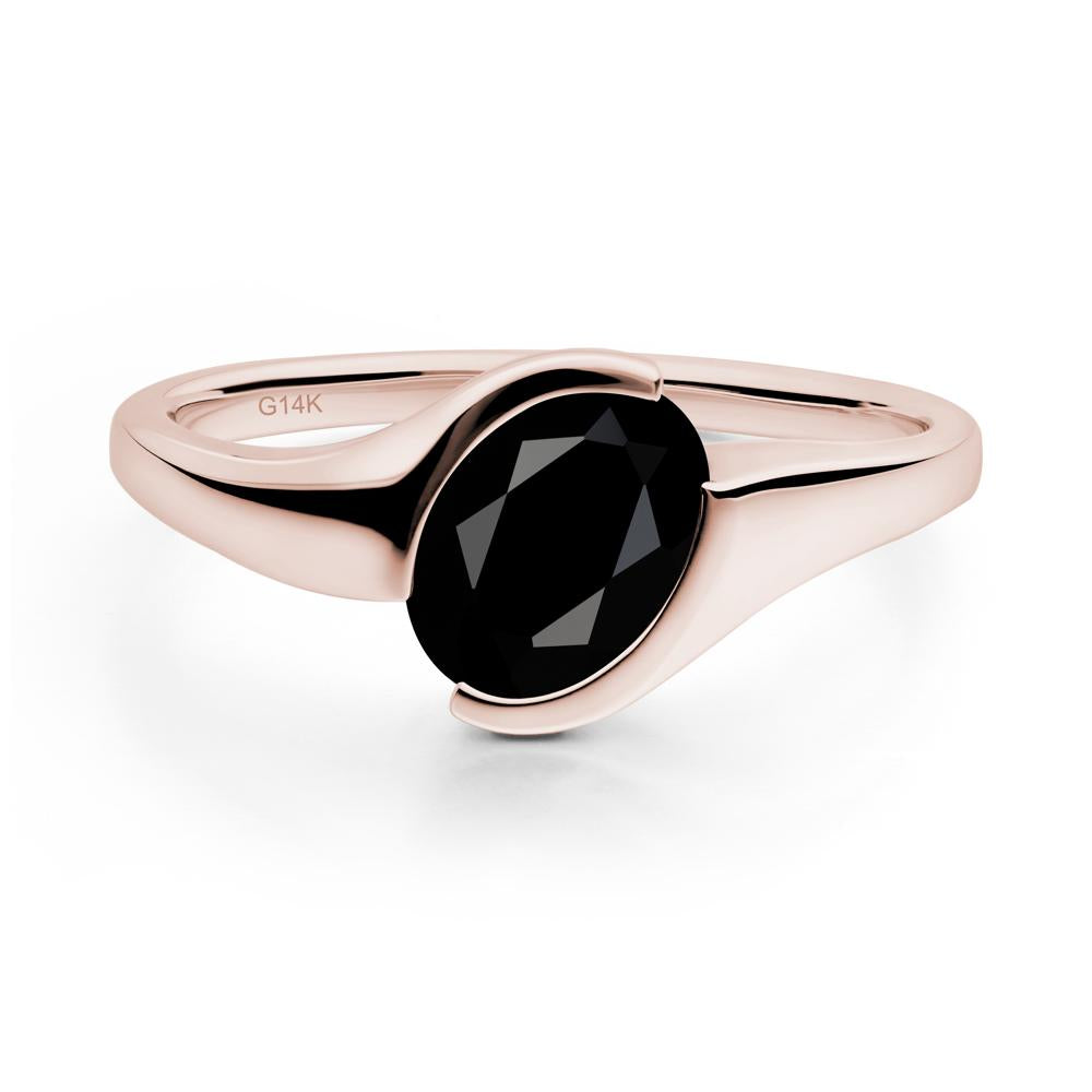 Oval Black Spinel Tension Ring - LUO Jewelry #metal_14k rose gold