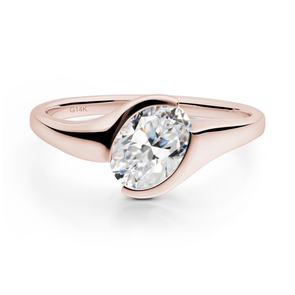 Oval Cubic Zirconia Tension Ring - LUO Jewelry #metal_14k rose gold