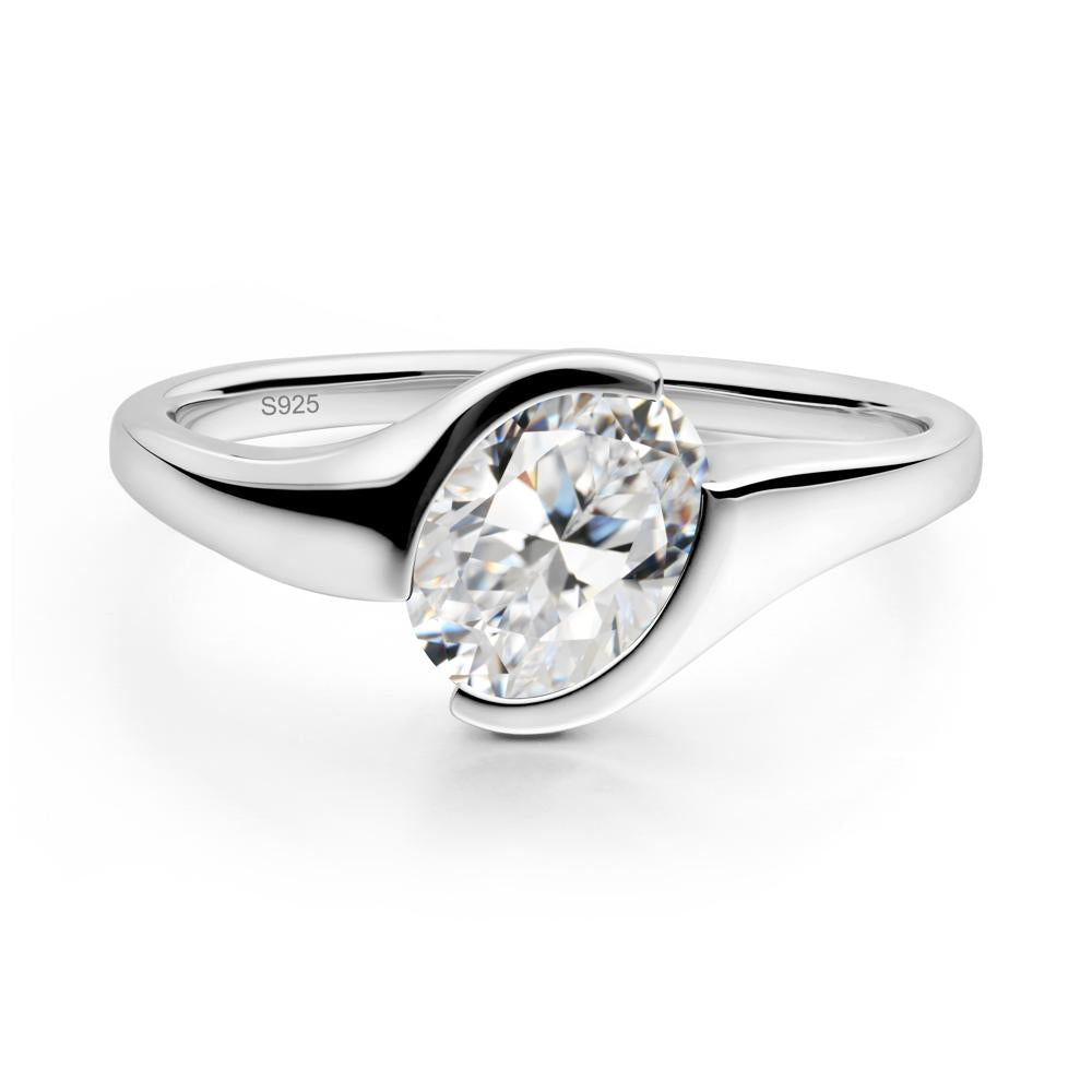 Oval Cubic Zirconia Tension Ring - LUO Jewelry #metal_sterling silver