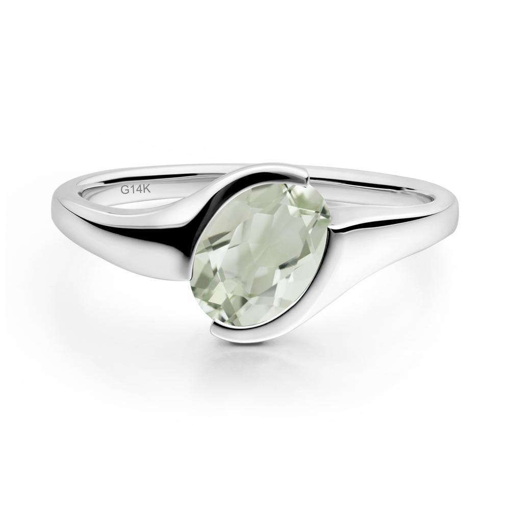 Oval Green Amethyst Tension Ring - LUO Jewelry #metal_14k white gold
