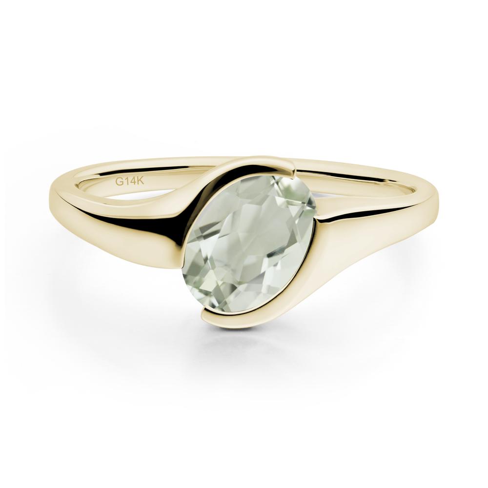 Oval Green Amethyst Tension Ring - LUO Jewelry #metal_14k yellow gold