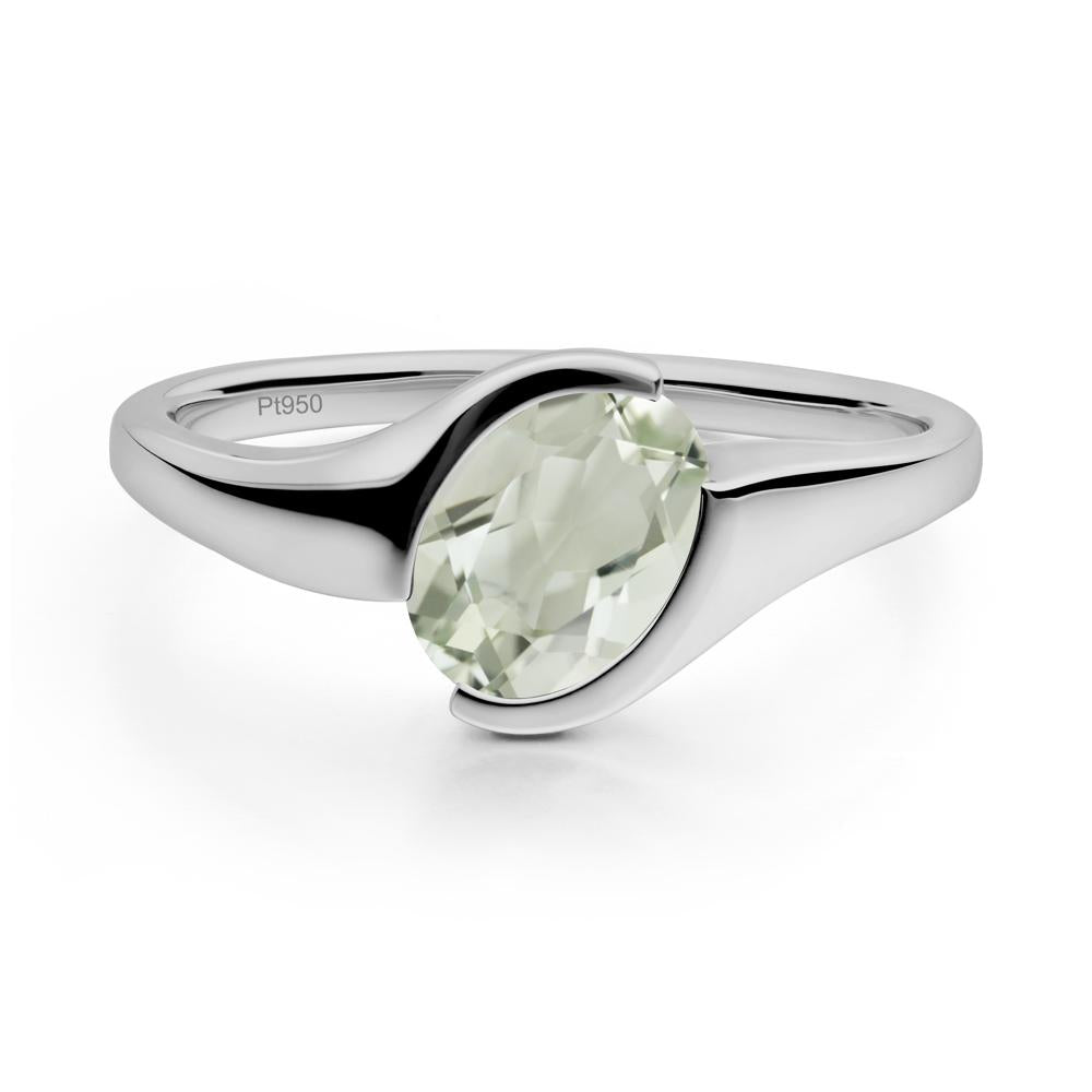 Oval Green Amethyst Tension Ring - LUO Jewelry #metal_platinum