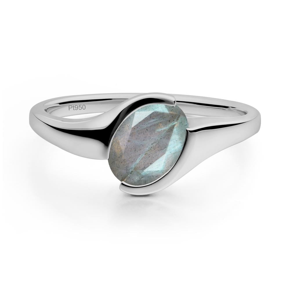 Oval Cut Labradorite Solitaire Bypass Ring - LUO Jewelry #metal_platinum