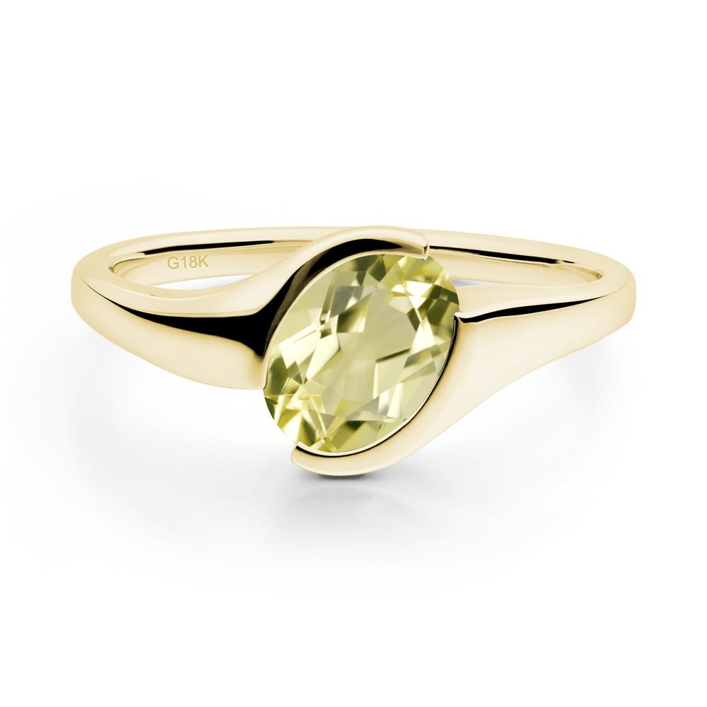 Oval Cut Lemon Quartz Solitaire Bypass Ring - LUO Jewelry #metal_18k yellow gold