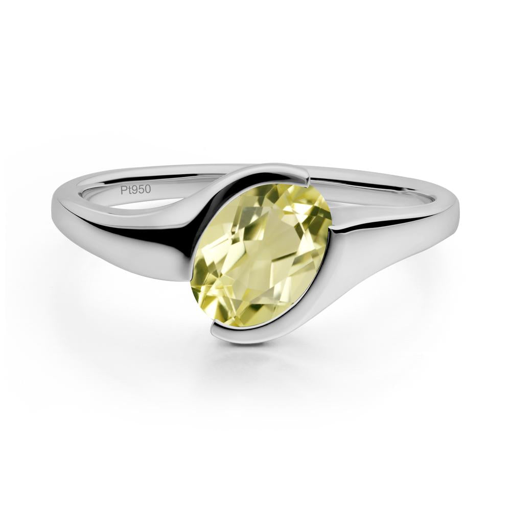 Oval Cut Lemon Quartz Solitaire Bypass Ring - LUO Jewelry #metal_platinum