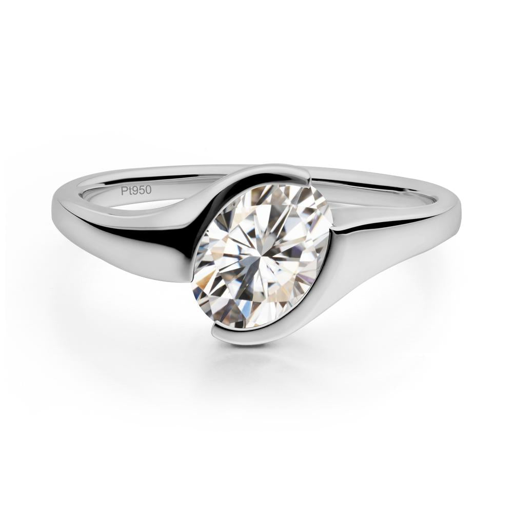 Oval Cut Moissanite Solitaire Bypass Ring - LUO Jewelry #metal_platinum
