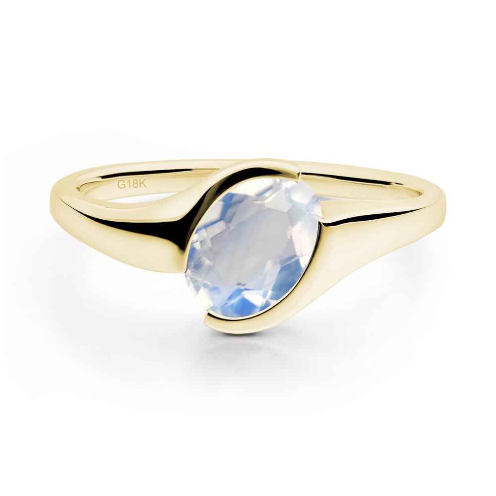 Oval Moonstone Tension Ring - LUO Jewelry #metal_18k yellow gold