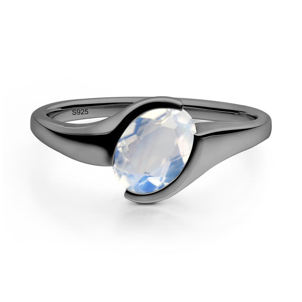 Oval Moonstone Tension Ring - LUO Jewelry #metal_black finish sterling silver