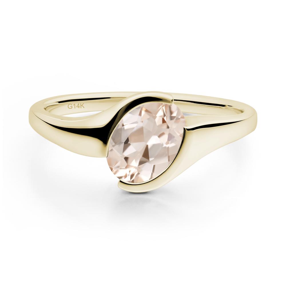 Oval Cut Morganite Solitaire Bypass Ring - LUO Jewelry #metal_14k yellow gold