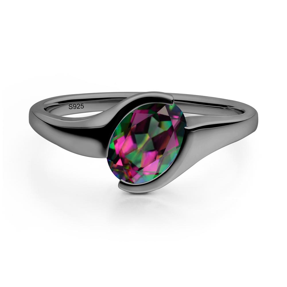 Oval Mystic Topaz Tension Ring - LUO Jewelry #metal_black finish sterling silver