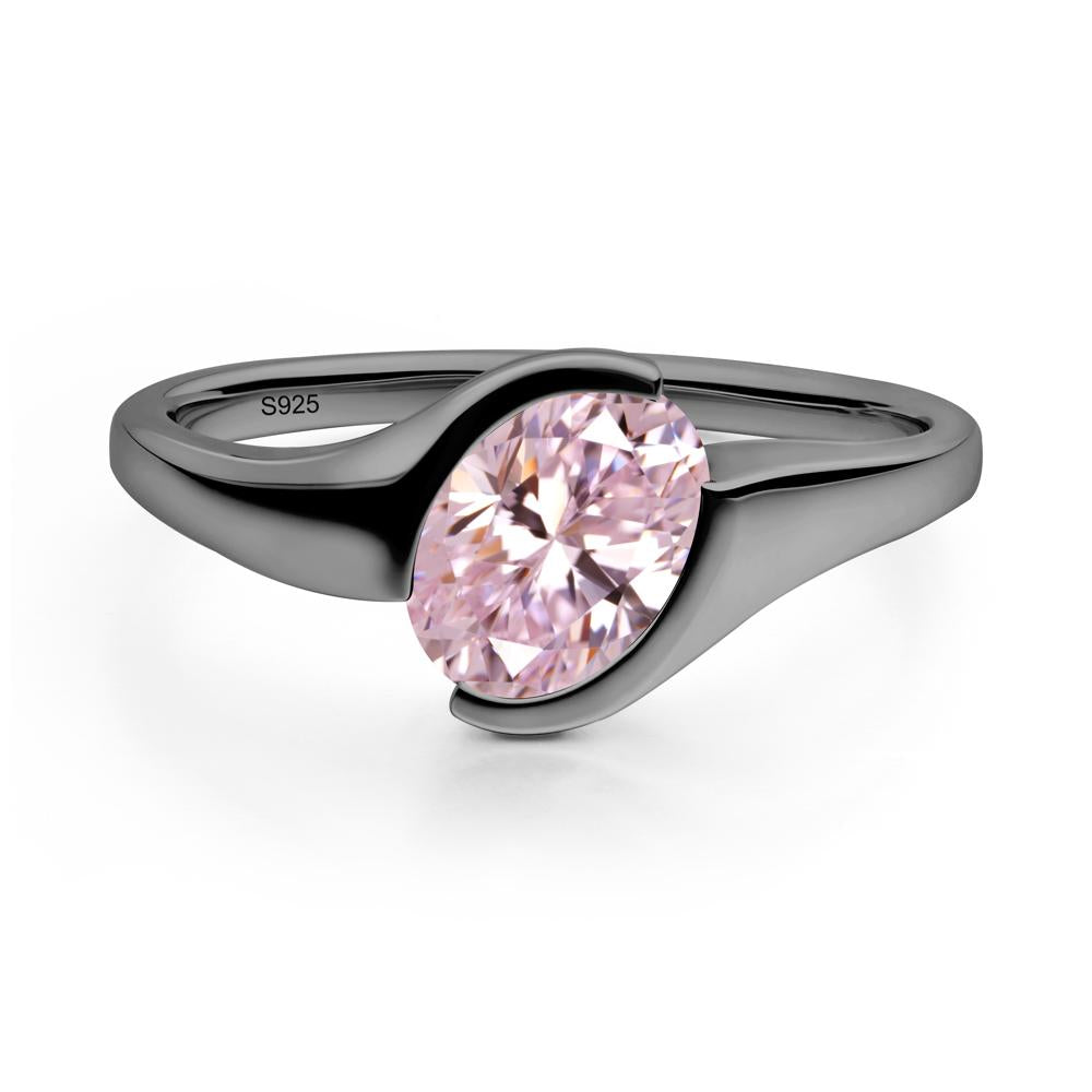 Oval Pink Cubic Zirconia Tension Ring - LUO Jewelry #metal_black finish sterling silver