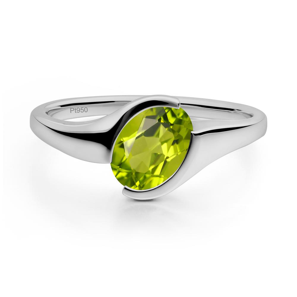 Oval Peridot Tension Ring - LUO Jewelry #metal_platinum