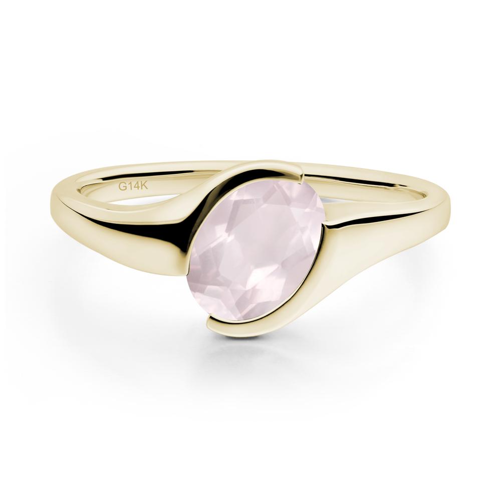 Oval Rose Quartz Tension Ring - LUO Jewelry #metal_14k yellow gold