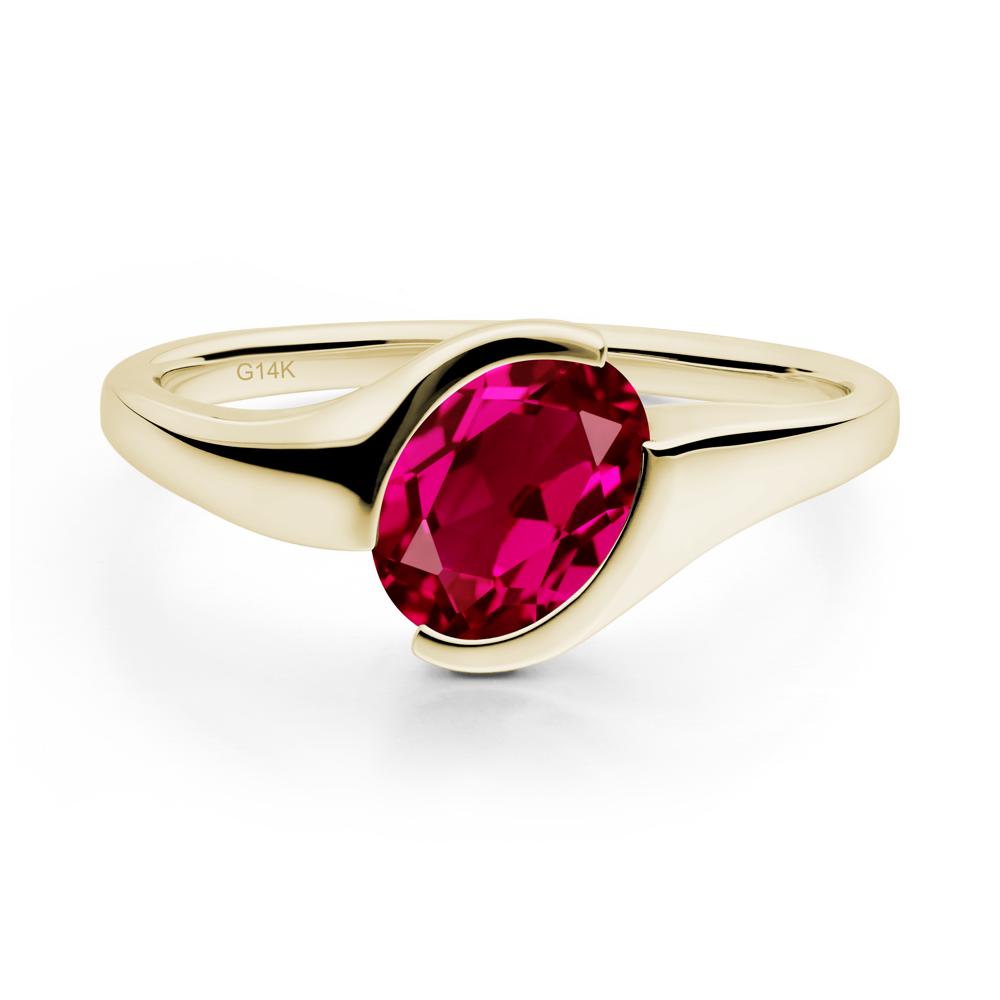 Oval Ruby Tension Ring - LUO Jewelry #metal_14k yellow gold