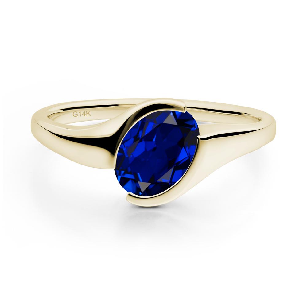 Oval Cut Sapphire Solitaire Bypass Ring - LUO Jewelry #metal_14k yellow gold