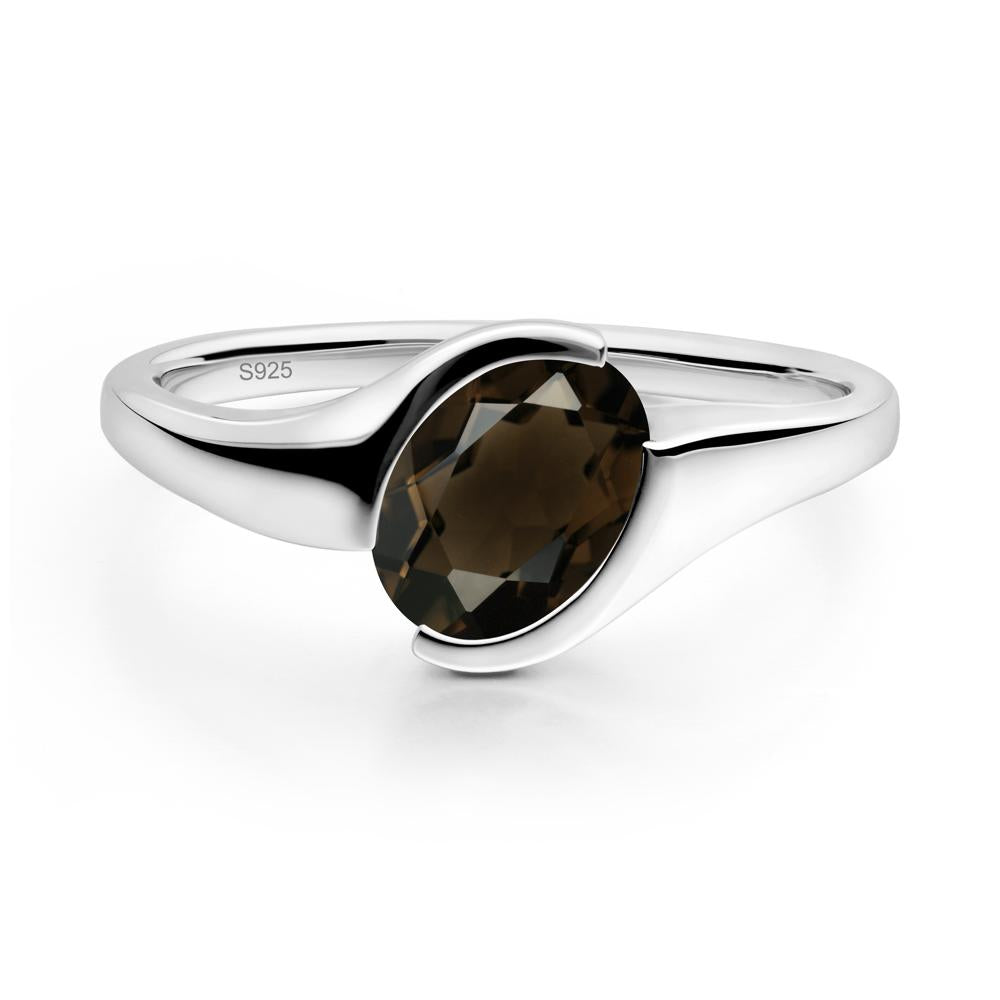 Oval Smoky Quartz Tension Ring - LUO Jewelry #metal_sterling silver