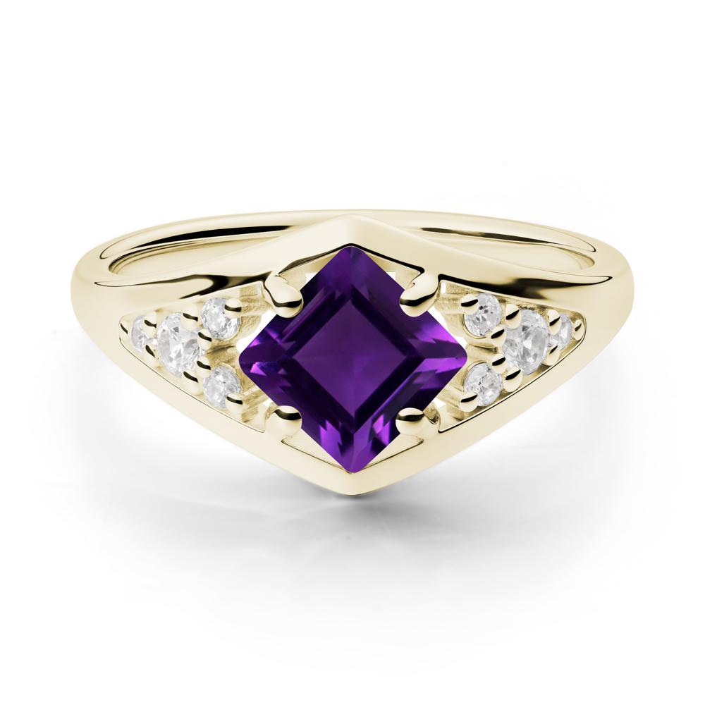 Princess Cut Amethyst Cluster Ring - LUO Jewelry #metal_14k yellow gold