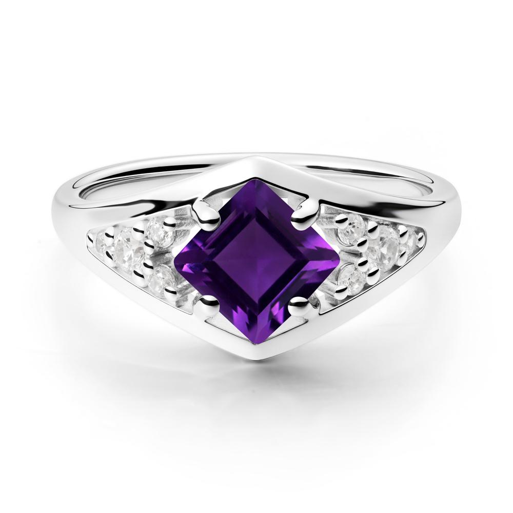 Princess Cut Amethyst Cluster Ring - LUO Jewelry #metal_sterling silver