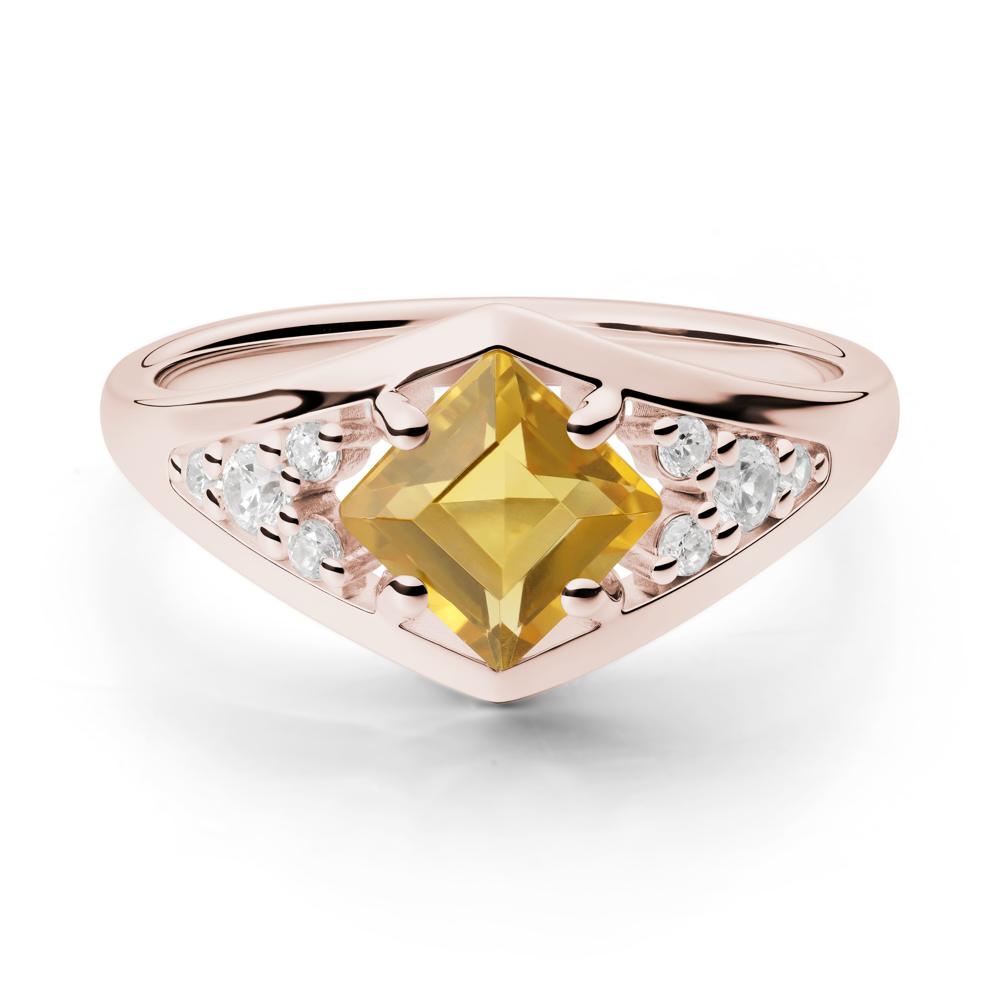 Geometric Princess Cut Citrine Ring - LUO Jewelry #metal_14k rose gold
