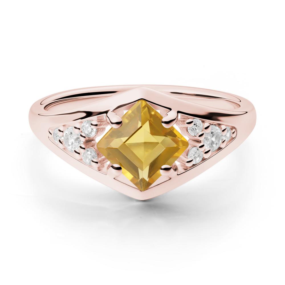 Geometric Princess Cut Citrine Ring - LUO Jewelry #metal_18k rose gold