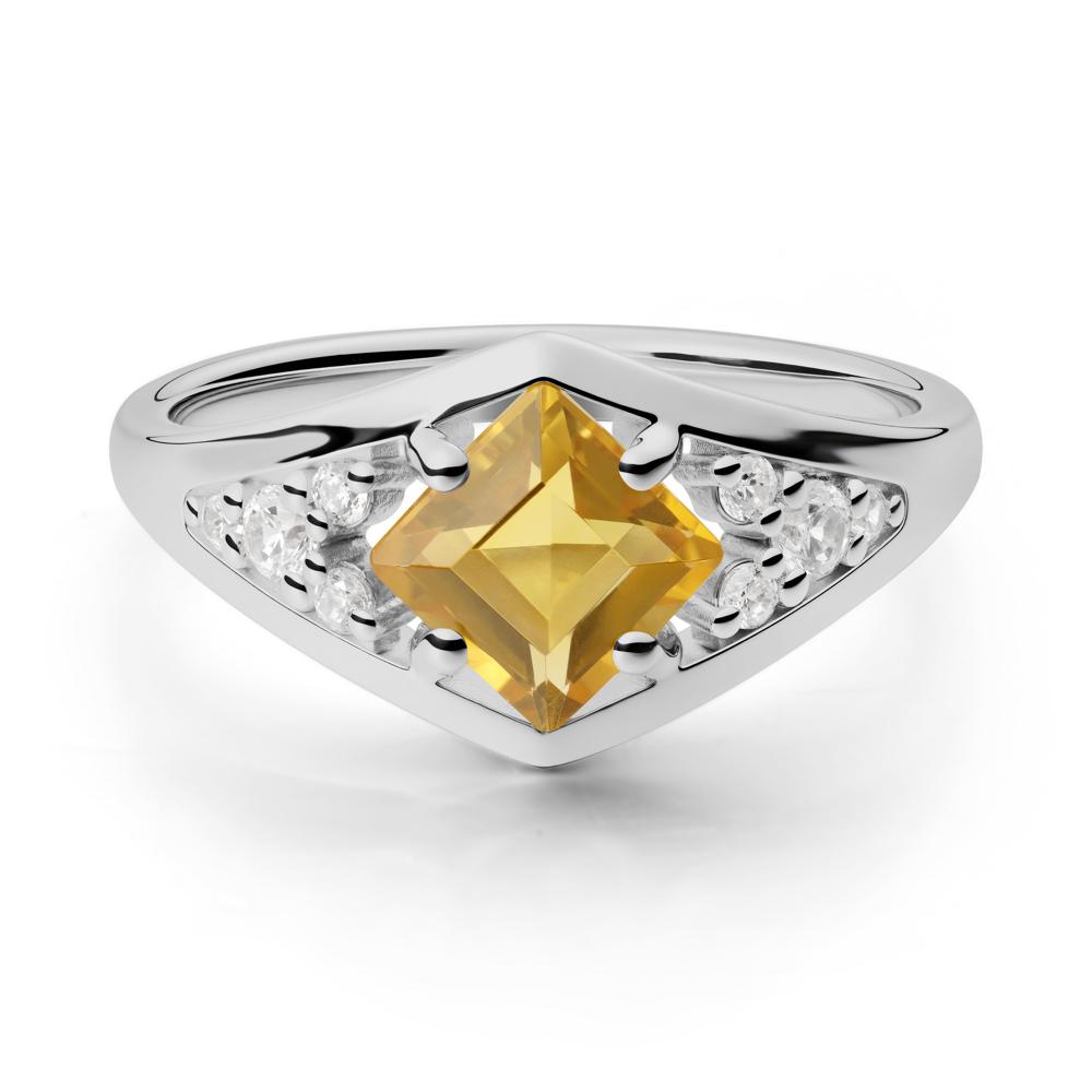 Geometric Princess Cut Citrine Ring - LUO Jewelry #metal_platinum