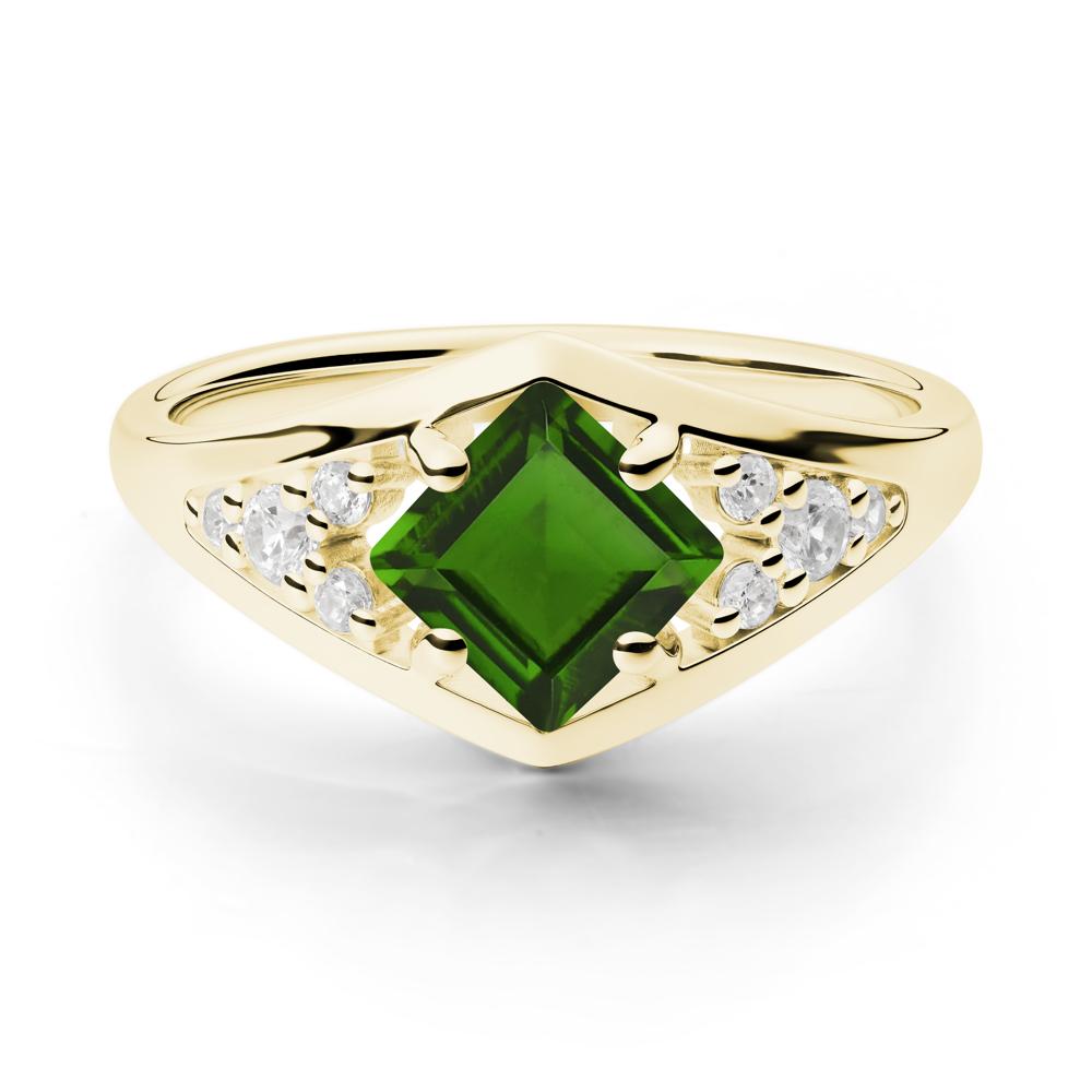 Geometric Princess Cut Diopside Ring - LUO Jewelry #metal_18k yellow gold
