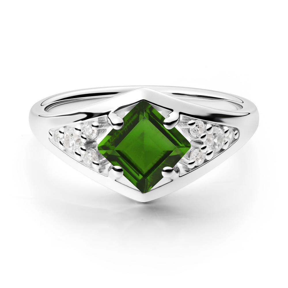 Geometric Princess Cut Diopside Ring - LUO Jewelry #metal_sterling silver