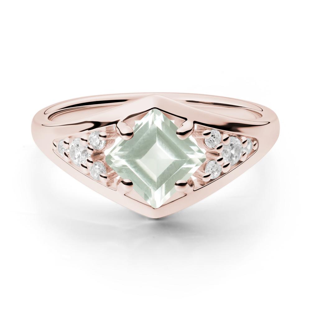 Geometric Princess Cut Green Amethyst Ring - LUO Jewelry #metal_14k rose gold