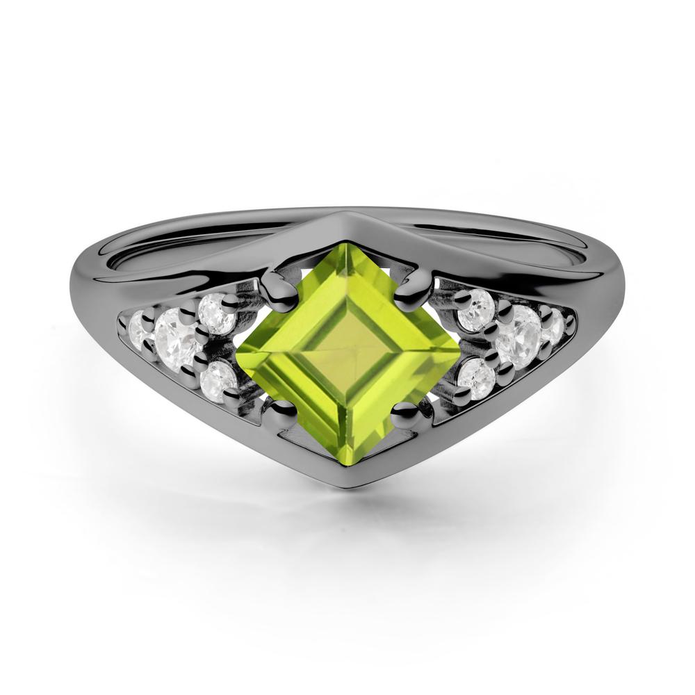 Geometric Princess Cut Peridot Ring - LUO Jewelry #metal_black finish sterling silver