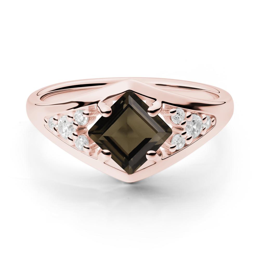 Princess Cut Smoky Quartz Cluster Ring - LUO Jewelry #metal_18k rose gold