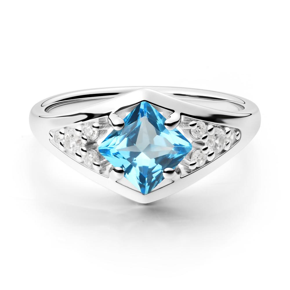 Geometric Princess Cut Swiss Blue Topaz Ring - LUO Jewelry #metal_sterling silver