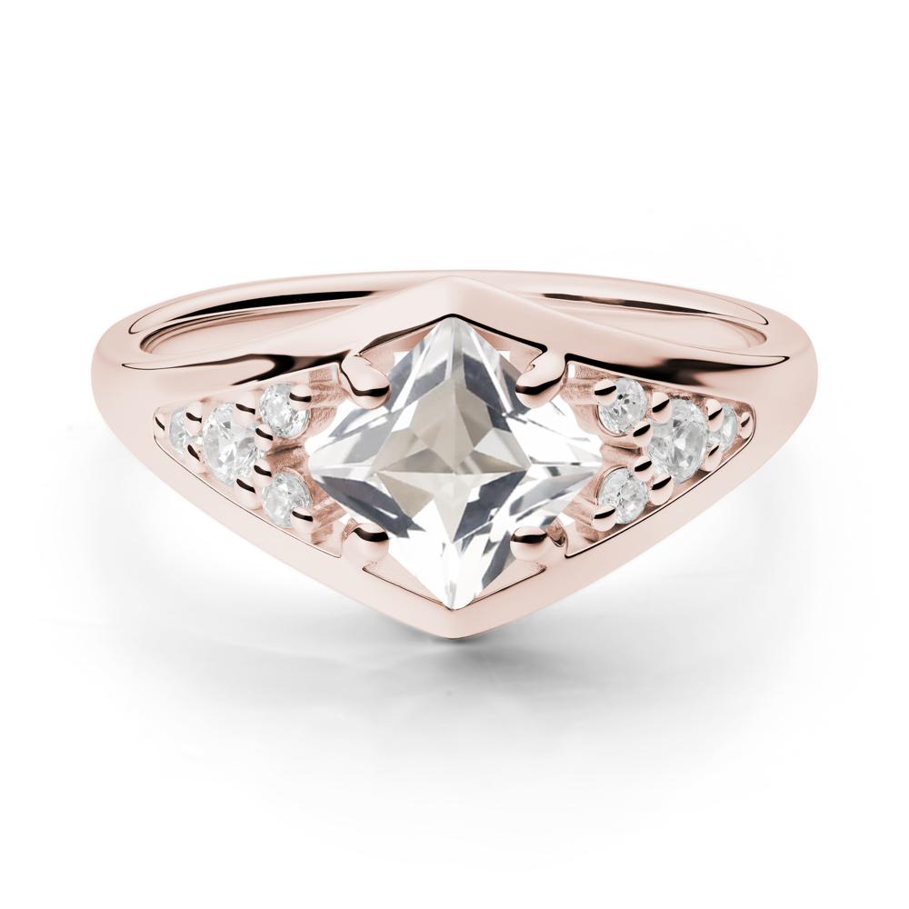 Princess Cut White Topaz Cluster Ring - LUO Jewelry #metal_14k rose gold