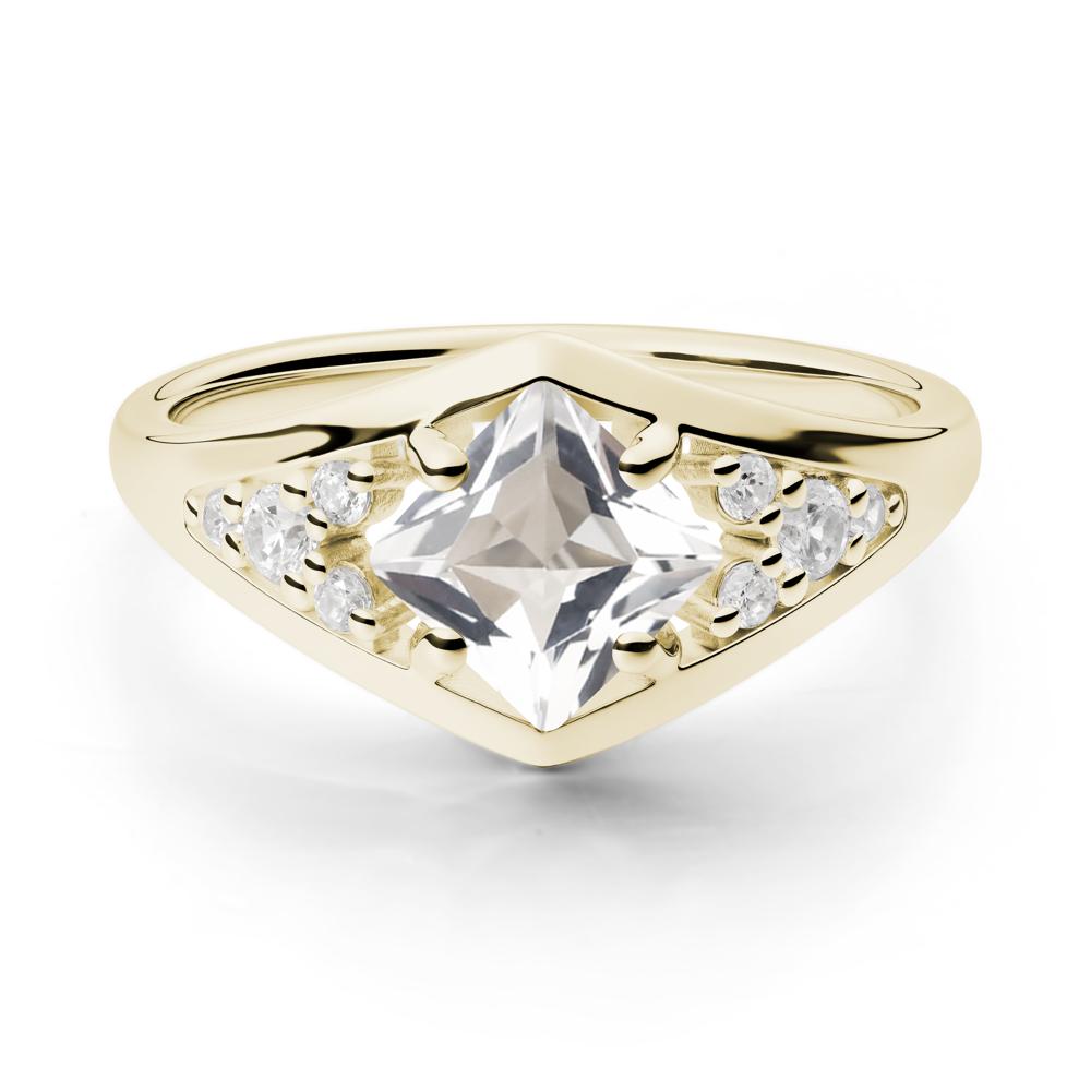 Princess Cut White Topaz Cluster Ring - LUO Jewelry #metal_14k yellow gold