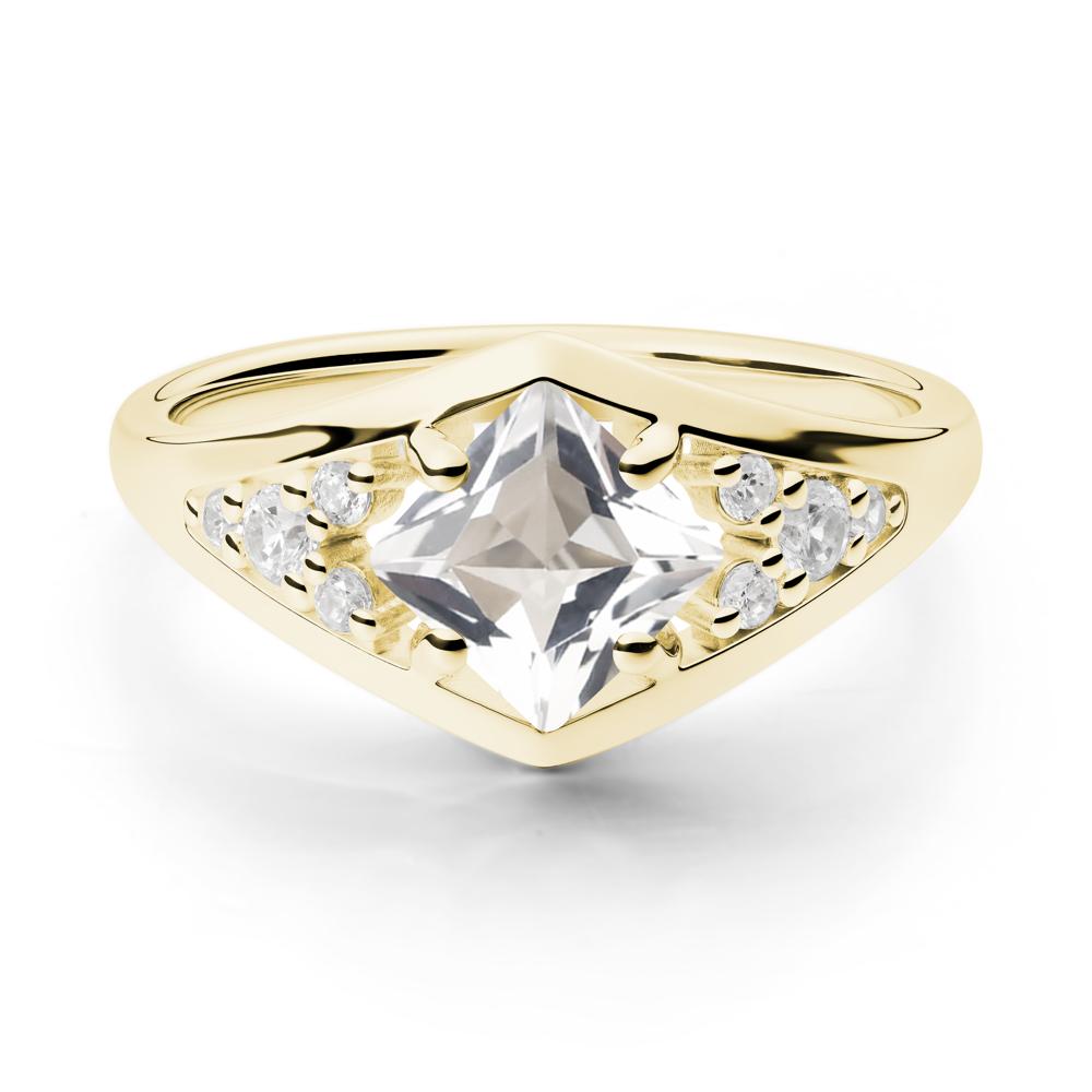 Princess Cut White Topaz Cluster Ring - LUO Jewelry #metal_18k yellow gold