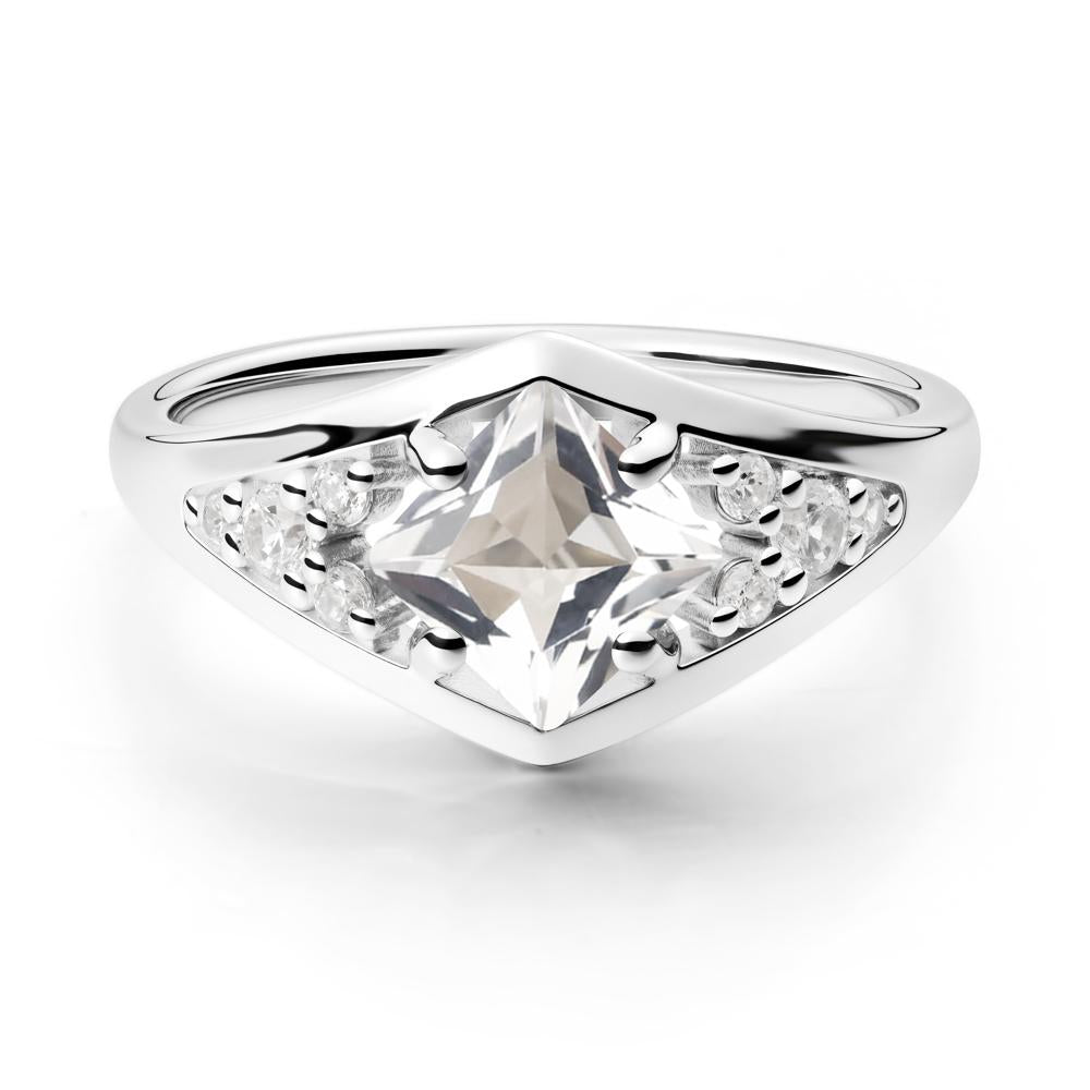Princess Cut White Topaz Cluster Ring - LUO Jewelry #metal_sterling silver