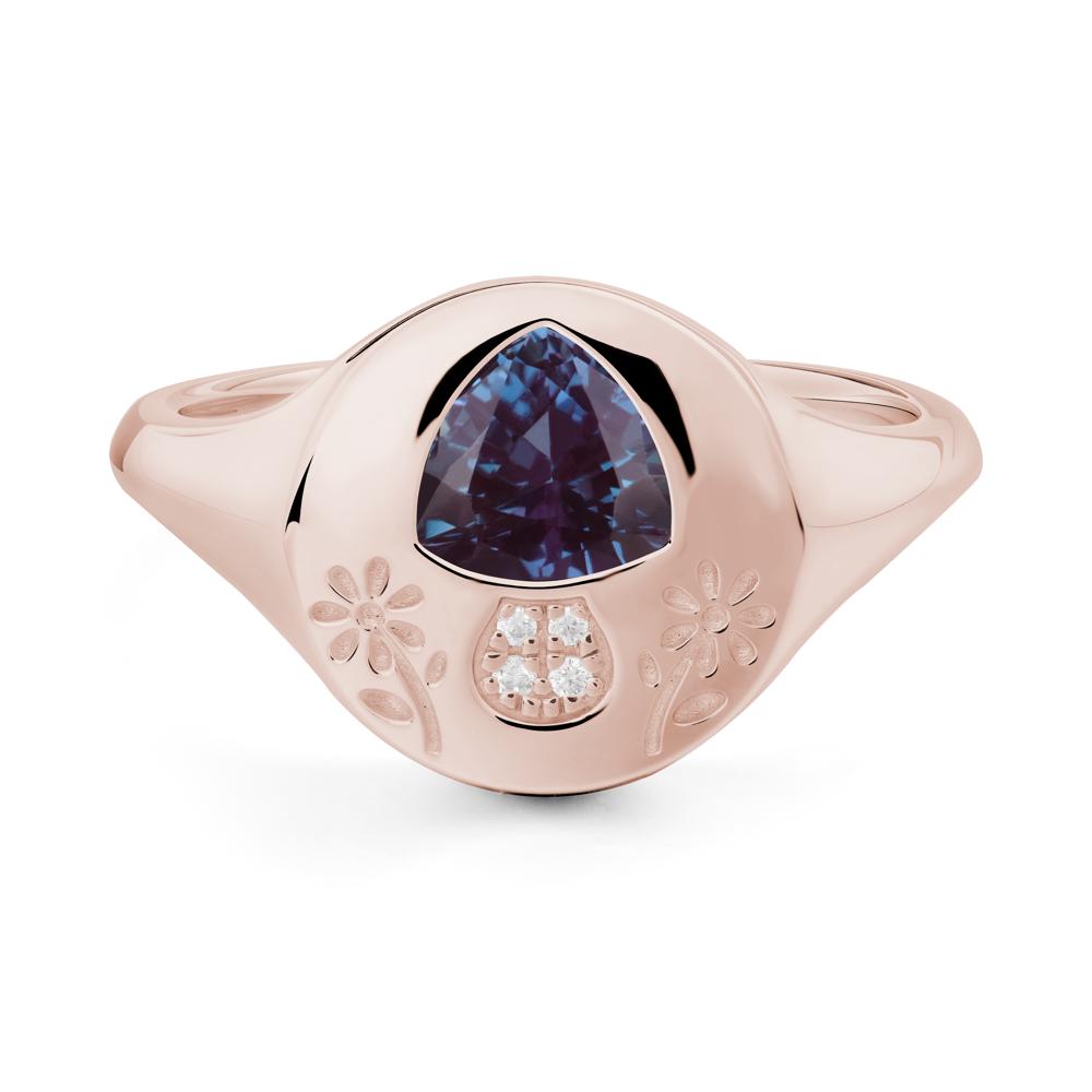 Trillion Cut Alexandrite Signet Ring - LUO Jewelry #metal_14k rose gold