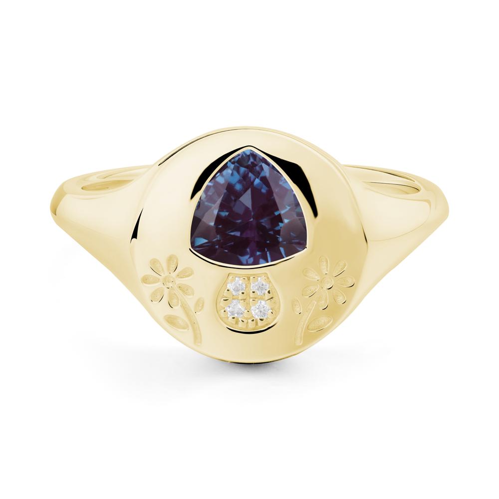 Trillion Cut Alexandrite Signet Ring - LUO Jewelry #metal_18k yellow gold