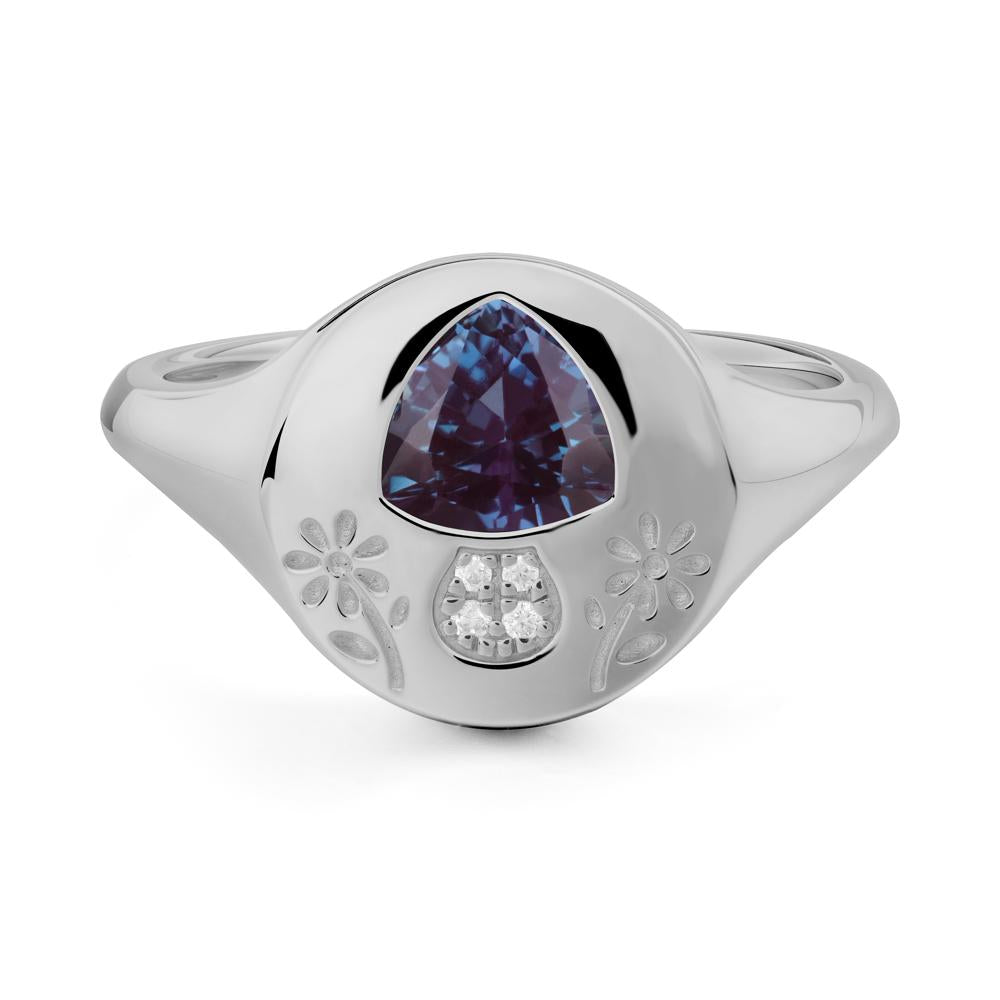 Trillion Cut Alexandrite Signet Ring - LUO Jewelry #metal_platinum