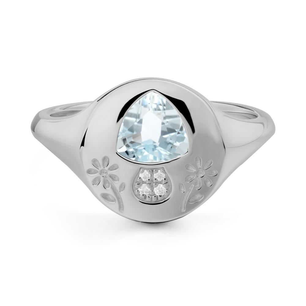 Signet Trillion Cut Aquamarine Ring - LUO Jewelry #metal_platinum