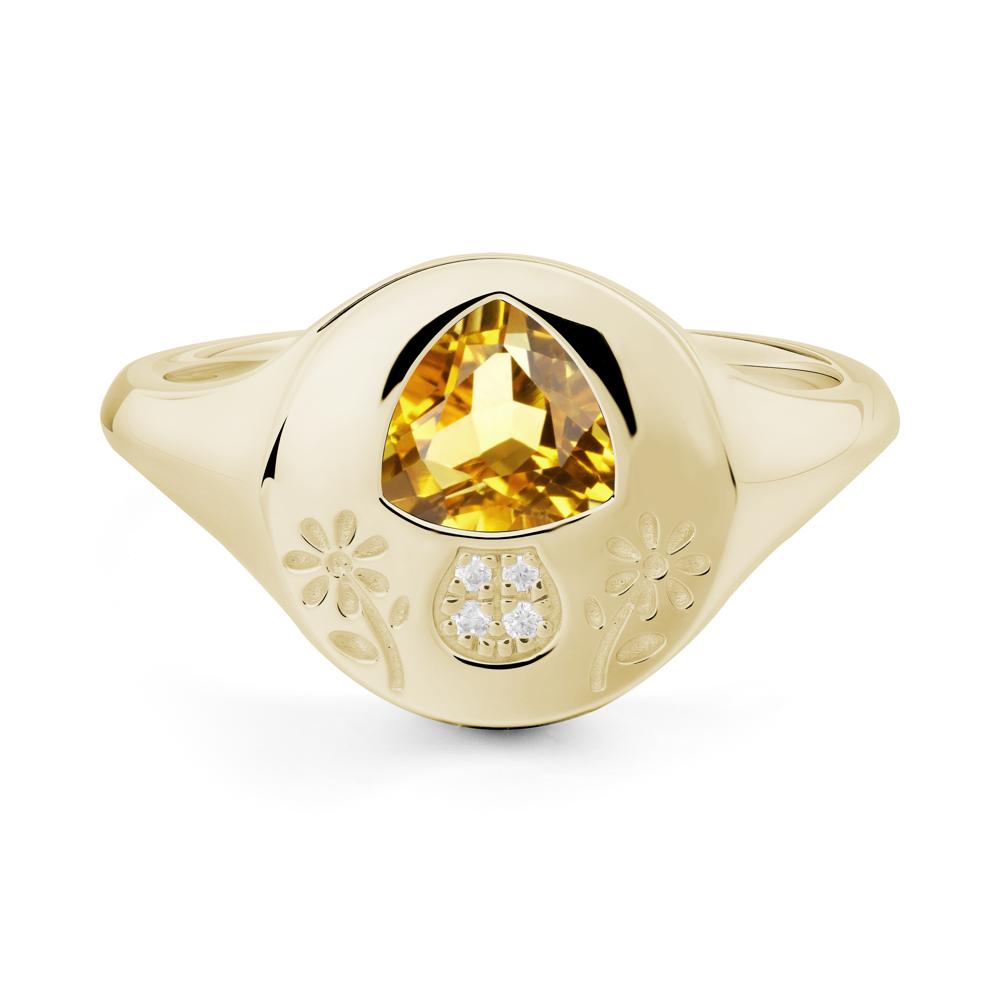 Bezel Set Citrine Signet Ring - LUO Jewelry #metal_14k yellow gold