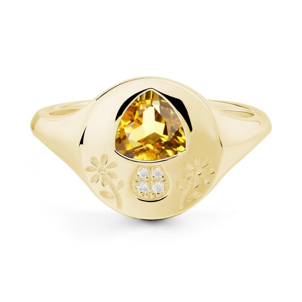 Bezel Set Citrine Signet Ring - LUO Jewelry #metal_18k yellow gold