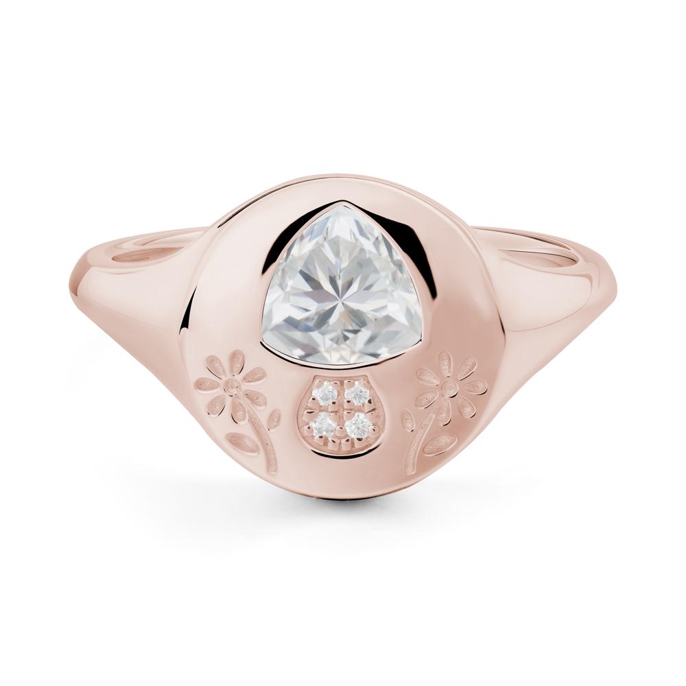 Bezel Set Cubic Zirconia Signet Ring - LUO Jewelry #metal_14k rose gold