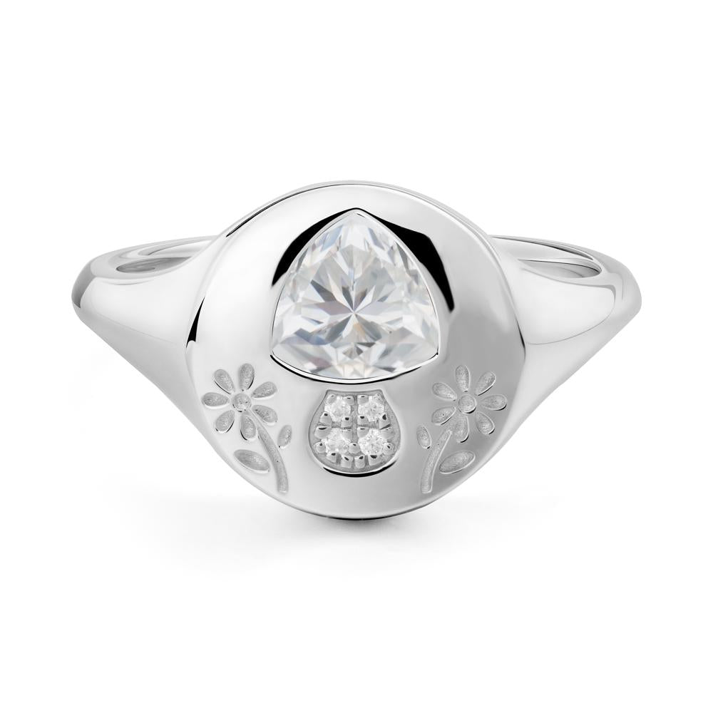Bezel Set Cubic Zirconia Signet Ring - LUO Jewelry #metal_sterling silver