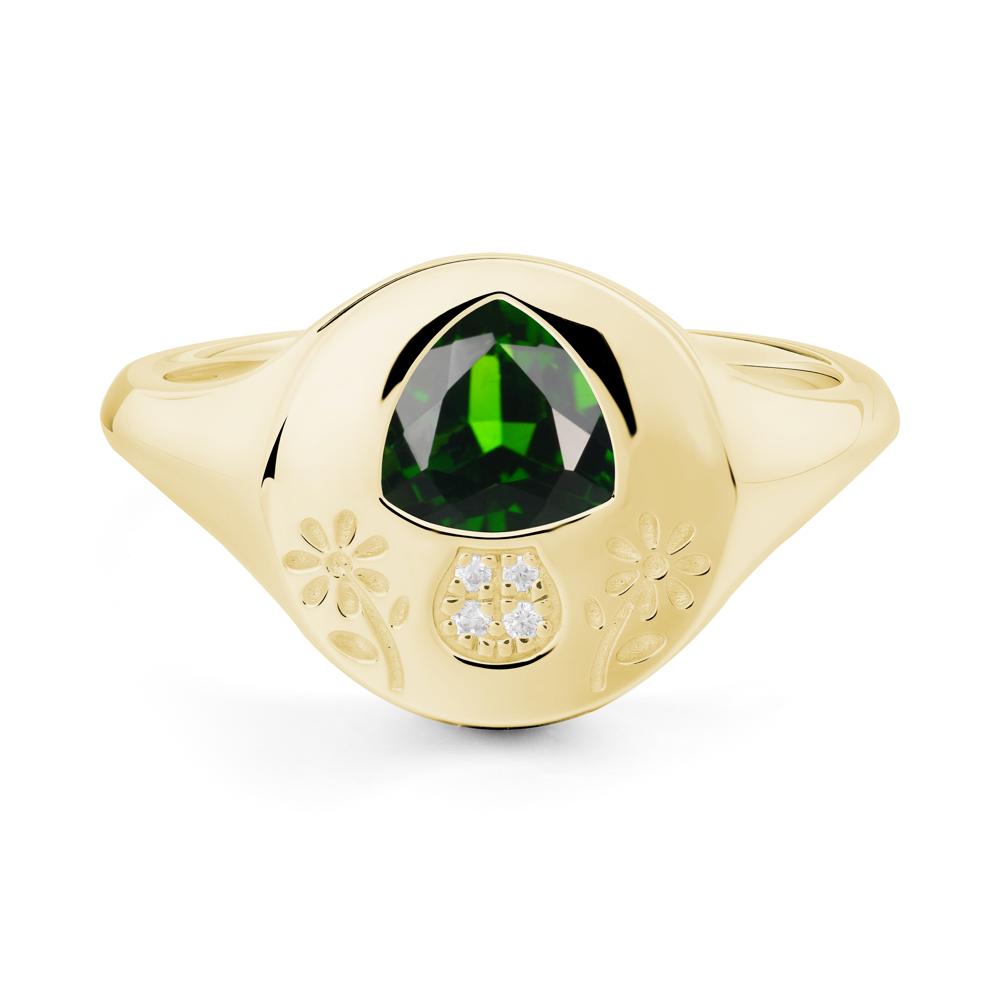 Signet Trillion Cut Diopside Ring - LUO Jewelry #metal_18k yellow gold