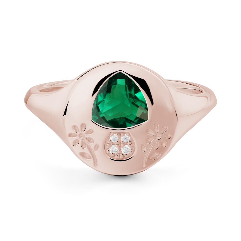 Bezel Set Emerald Signet Ring - LUO Jewelry #metal_14k rose gold