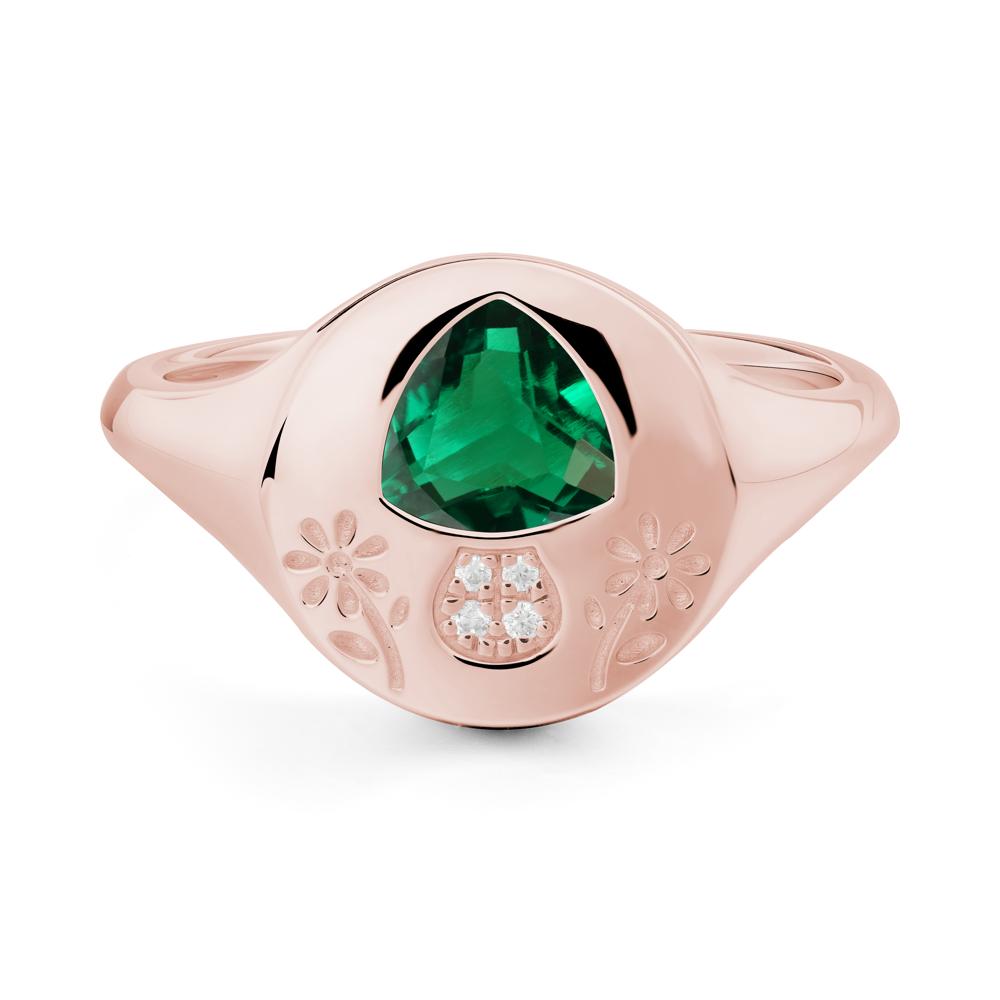 Bezel Set Emerald Signet Ring - LUO Jewelry #metal_18k rose gold