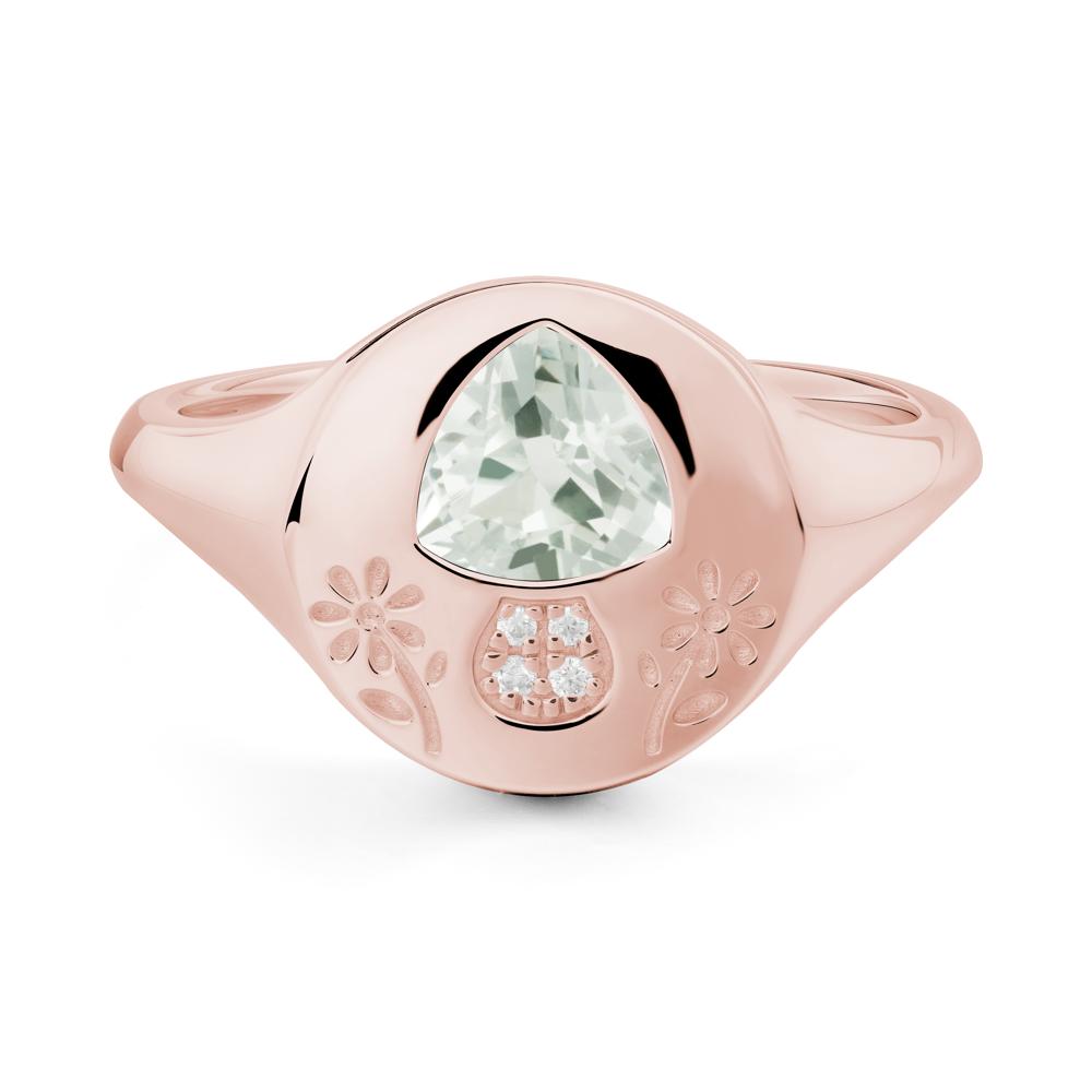 Bezel Set Green Amethyst Signet Ring - LUO Jewelry #metal_18k rose gold