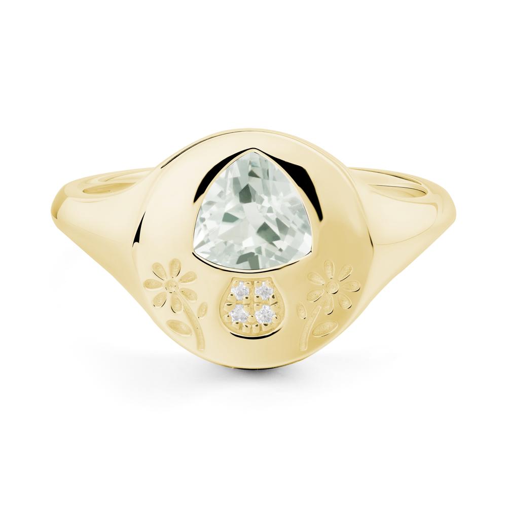 Bezel Set Green Amethyst Signet Ring - LUO Jewelry #metal_18k yellow gold