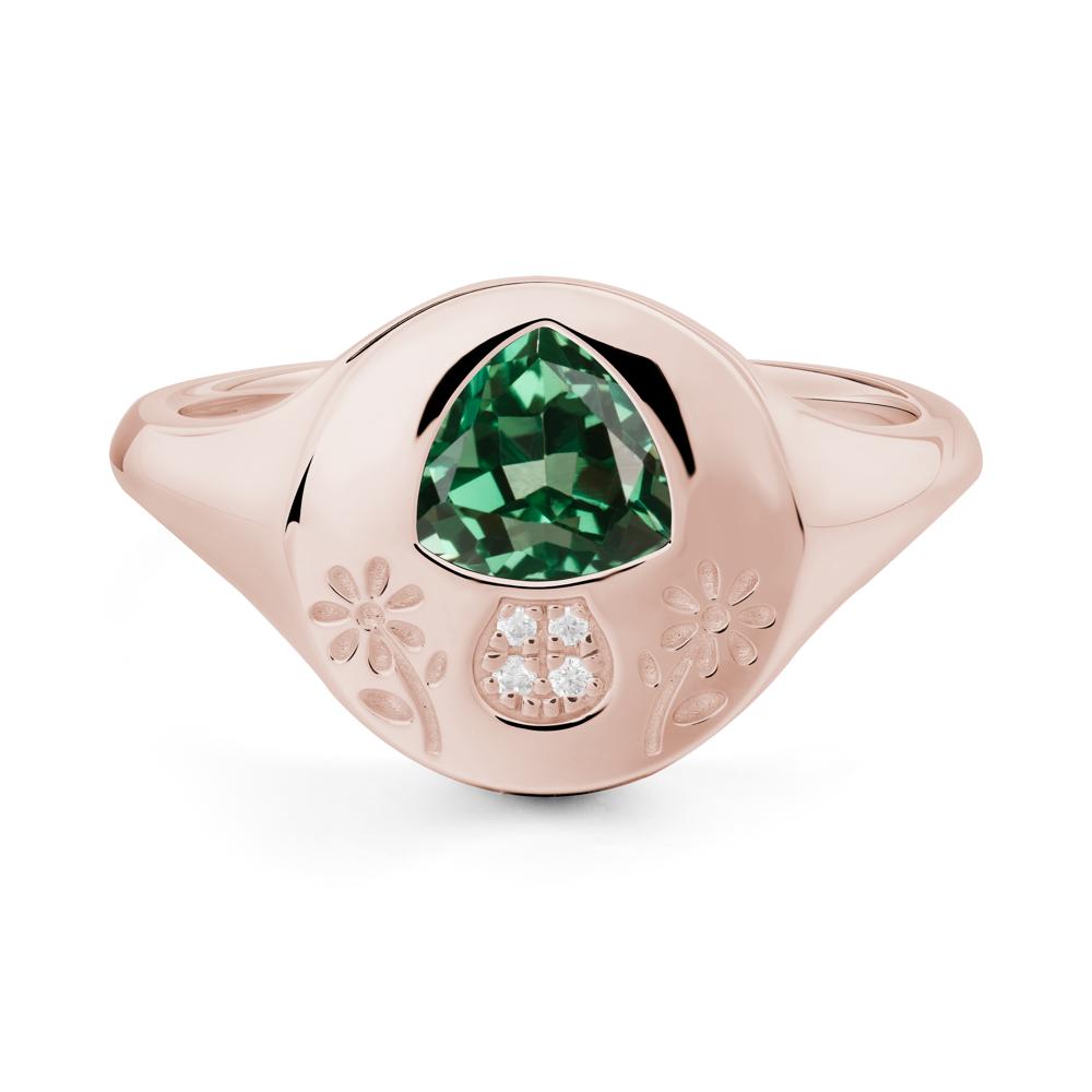 Trillion Cut Green Sapphire Signet Ring - LUO Jewelry #metal_14k rose gold